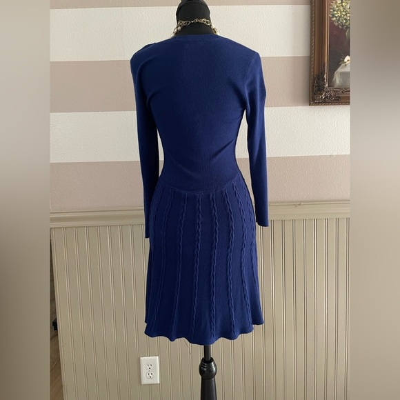 Thakoon Royal Blue 3/4 Sleeve Fit & Flare Knit Dress - Picture 5 of 8